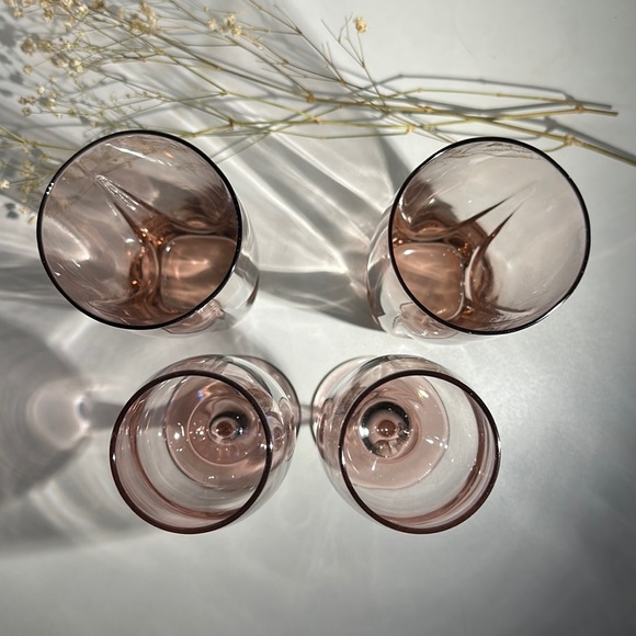 Vintage MCM Libbey Glass Set of 4 • Draped Drinking Glasses & Wine Glasses - Picture 7 of 16